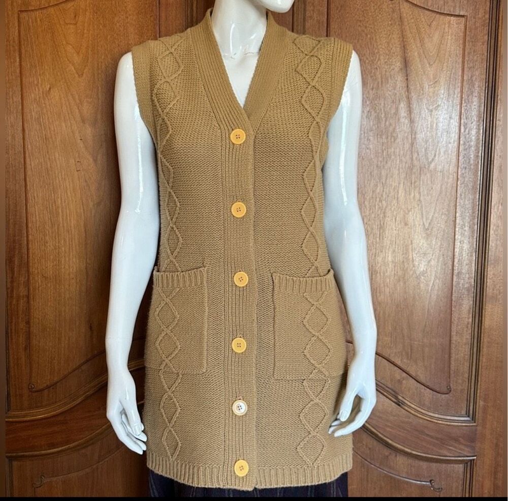 Vintage Sweater Vest 70’s Cable Knit Size M